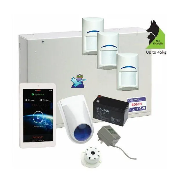 Bosch Solution 3000 Alarm System with 3 x Gen 2 Tritech Detectors  7" Touch Screen Code pad