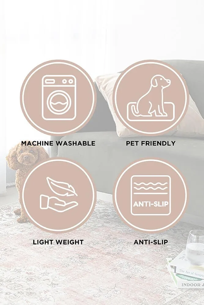 Bubble Washable Rug Blush
