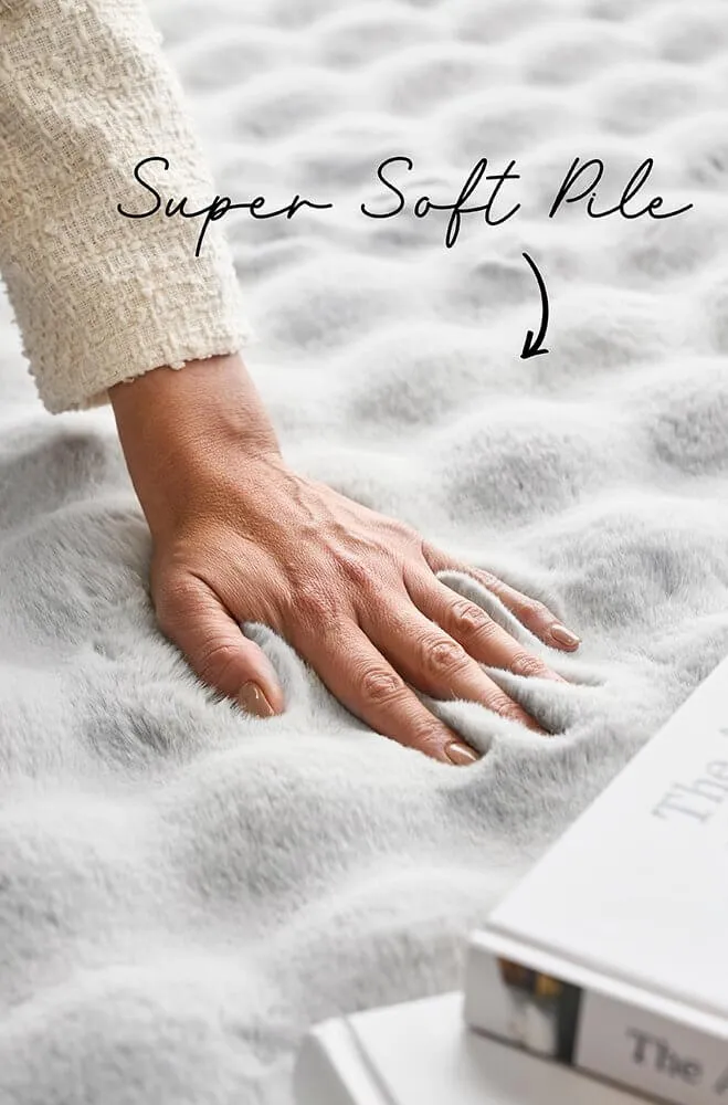 Bubble Washable Rug Silver