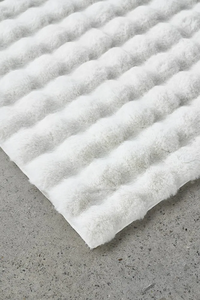 Bubble Washable Rug White