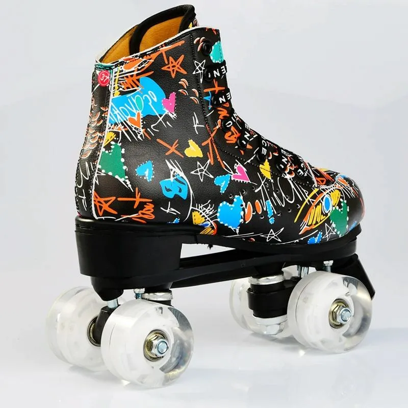 Double Row Roller Skates for Adults - Size 38 Graffiti Design