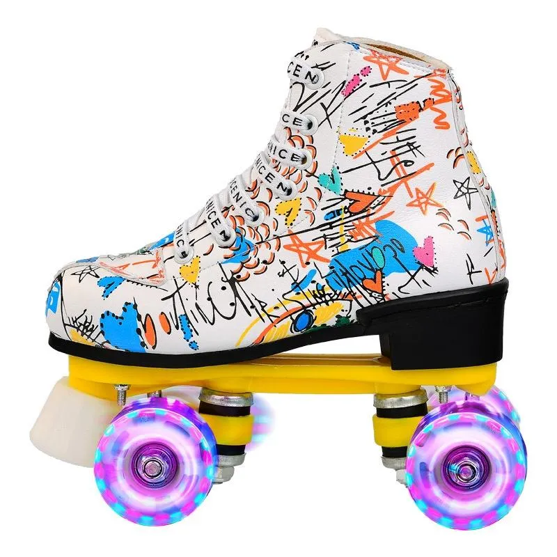 Double Row Roller Skates for Adults - Size 38 Graffiti Design