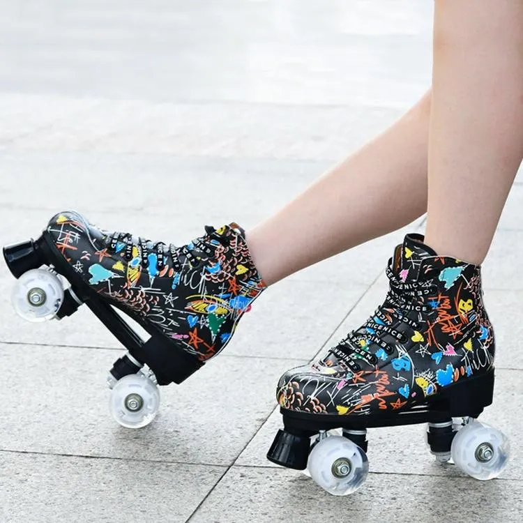 Double Row Roller Skates for Adults - Size 38 Graffiti Design