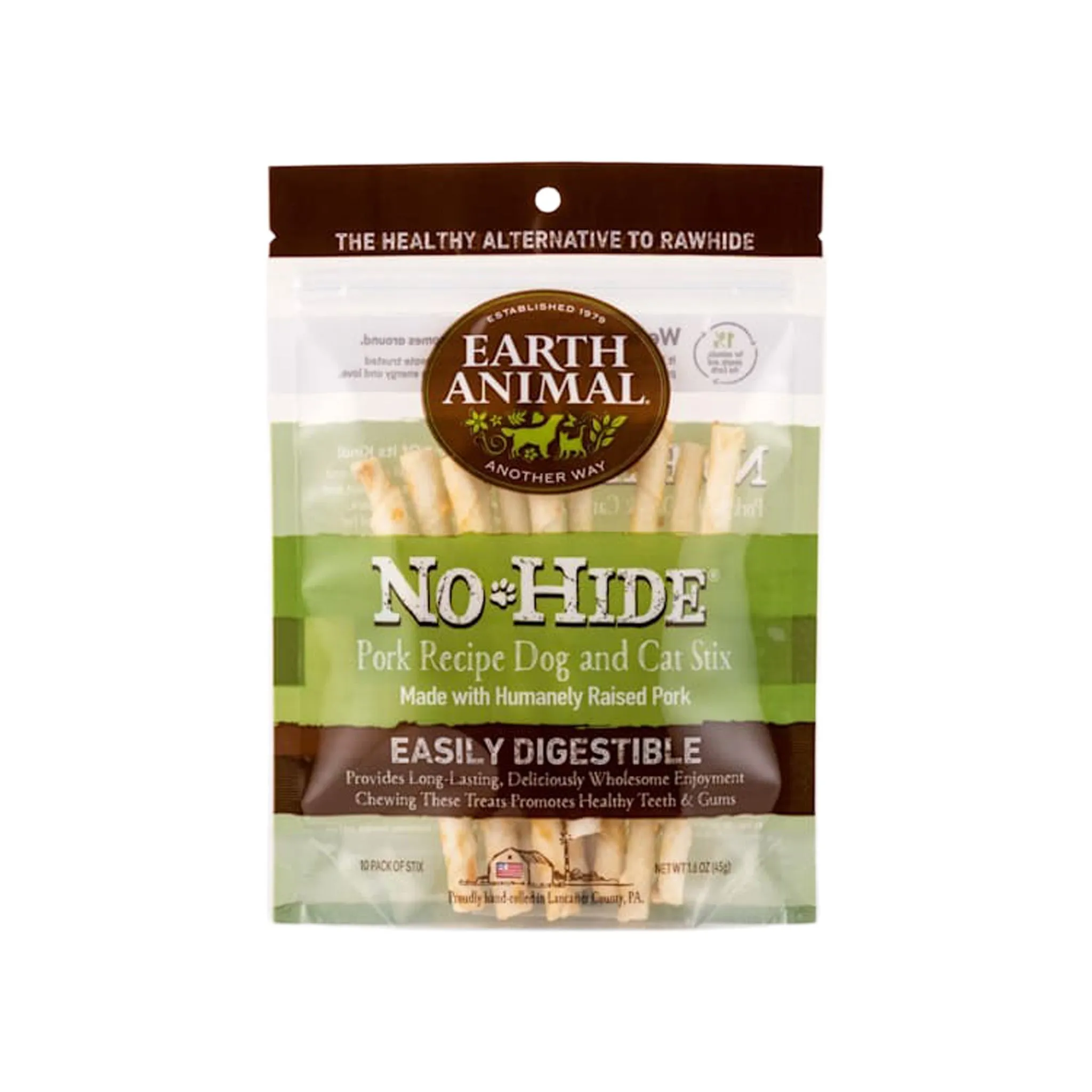 Earth Animal No-Hide Easily Digestible Rawhide Alternative Dog & Cat Stix Chews