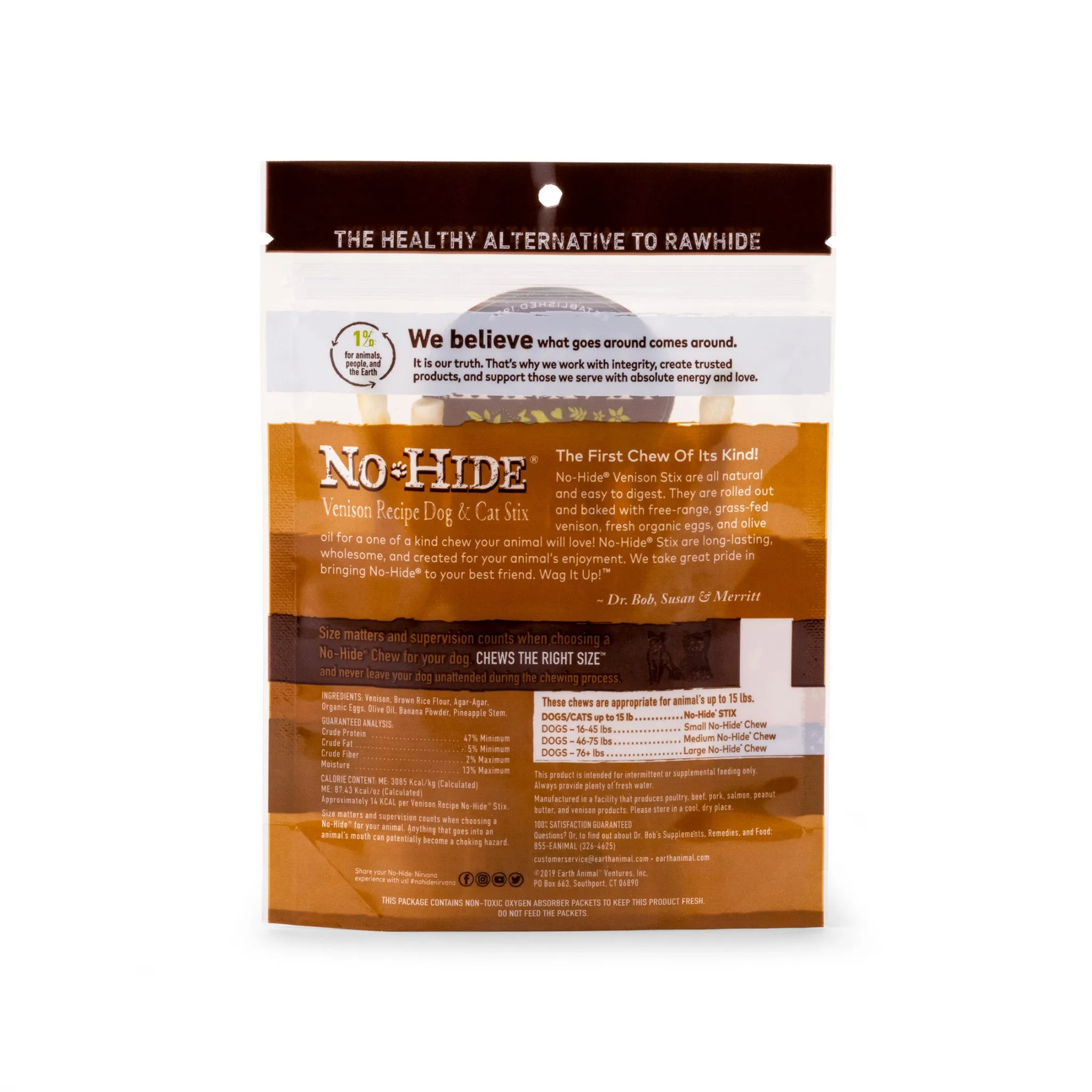 Earth Animal No-Hide Easily Digestible Rawhide Alternative Dog & Cat Stix Chews