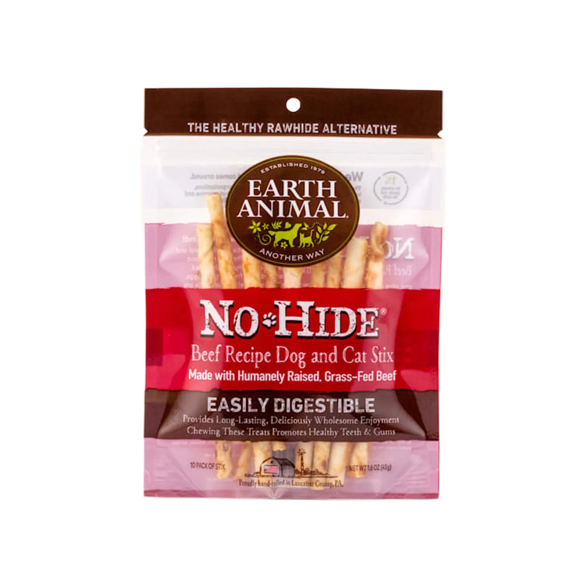 Earth Animal No-Hide Easily Digestible Rawhide Alternative Dog & Cat Stix Chews