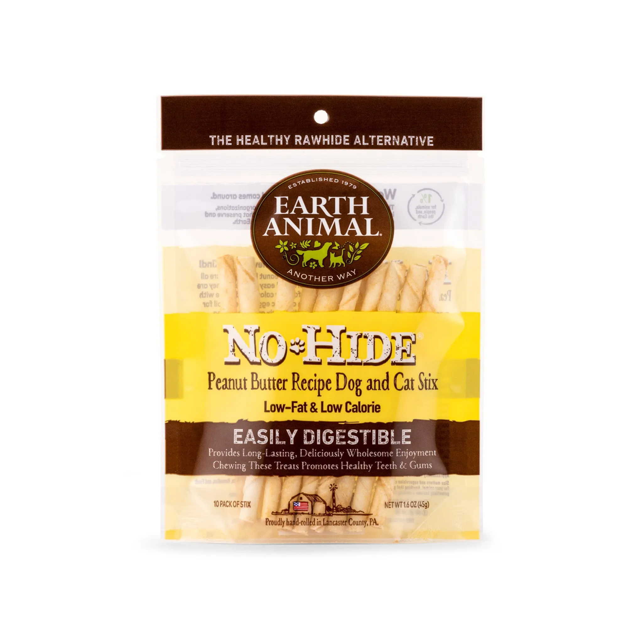 Earth Animal No-Hide Easily Digestible Rawhide Alternative Dog & Cat Stix Chews