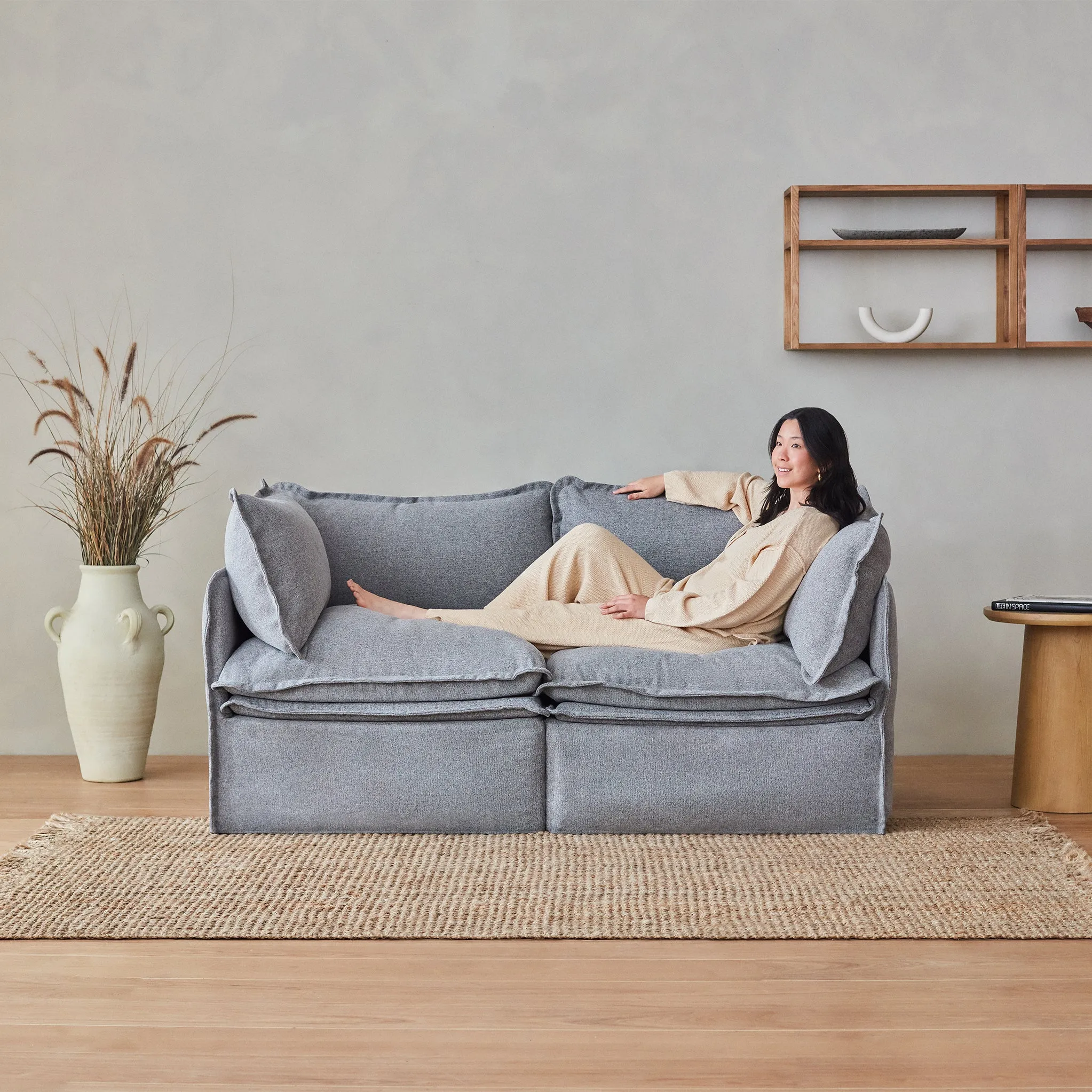Elevate Comfort Layer Set for Armchair & Ottoman | Plush Weave in Eggshell