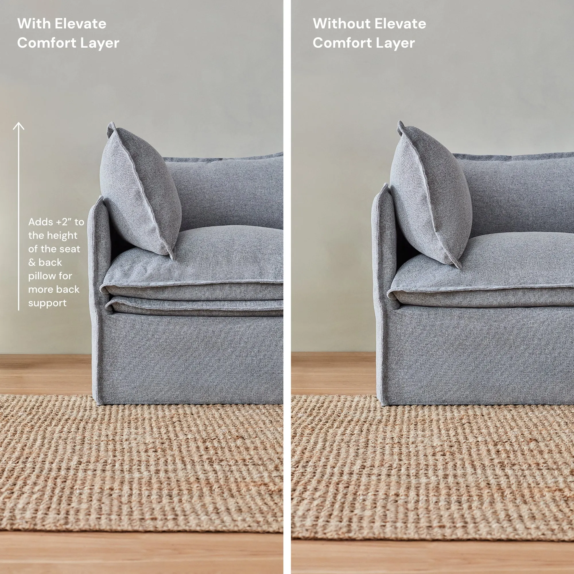 Elevate Comfort Layer Set for Armchair Set | Plush Weave in Ash