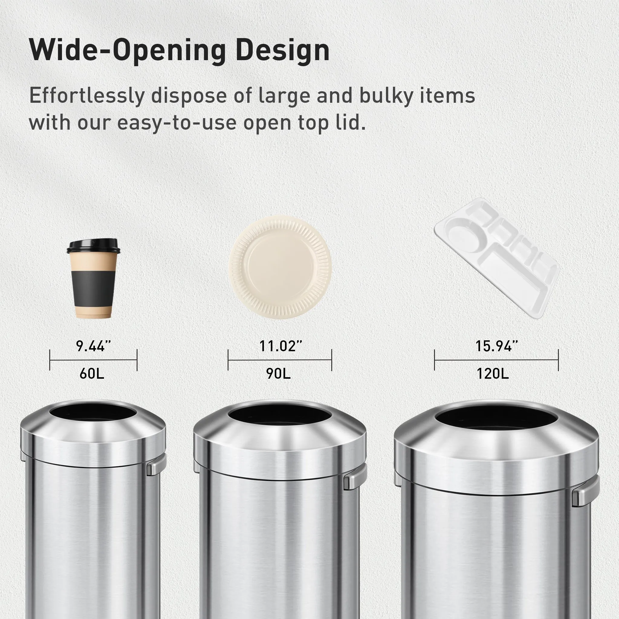 Urban Round Open Top Can Commercial Grade - 60L / 16 Gal